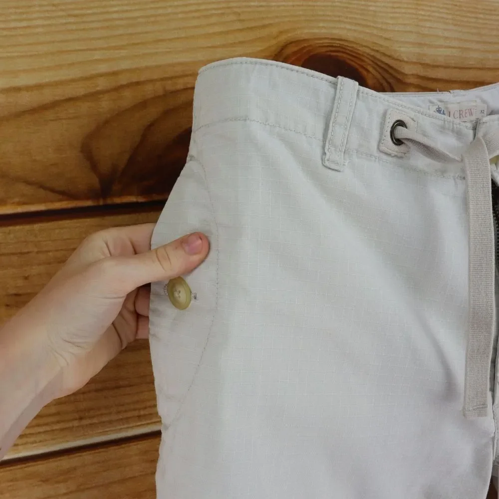 J. Crew Chino Shorts‎ Mens Size 32 Ivory 100% Cotton Pockets Drawstring Waist